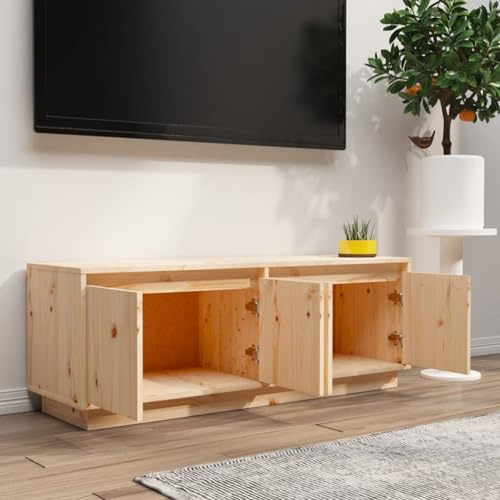 HOMELEN TV-Schrank 110x34x40 cm Massivholz Kiefer,TV Schrank, Skandinavierischer Style Fernseher Schrank, TV Möbel Wohnzimmer Schränke Fernsehtisch,RTV Unterschrank für Wohnzimmer Schlafzimmer