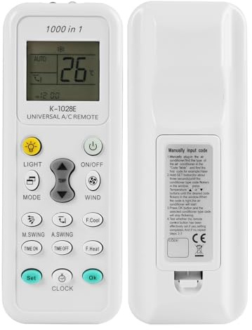 Mando a Distancia Universal para Aire Acondicionado con 1000 Códigos, Compatible con el 99,99% de los Climatizadores, Pantalla LCD de 1,8 Pulgadas y Función de Luz LED para Uso Cómodo y Práctico