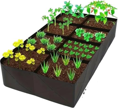 DCUIPG 3 st 128 gallon planteringspåse fröbädd, blomkruka med flera galler, rektangulär, åtta mun för grönsaker