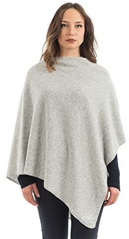 Dalle Piane Cashmere Damen Poncho Kaschmir-Mix | Umhang für Herbst, Winter, Stadt und Reisen, 70x70 cm, Einheitsgröße, Geschenk für Sie, Made in Italy