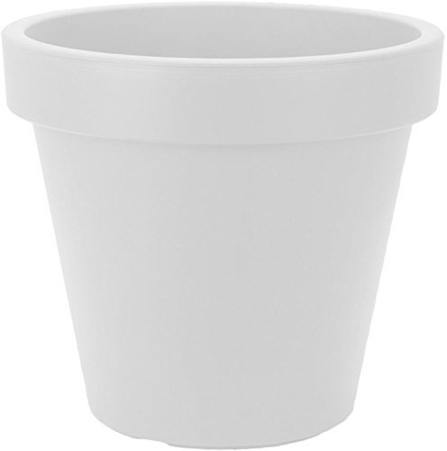 Spetebo Kunststoff Pflanzkübel L groß - 48 cm/weiß - Blumenkübel rund für Außen und Innen - Garten Pflanztopf Blumentopf Pflanzgefäß Übertopf