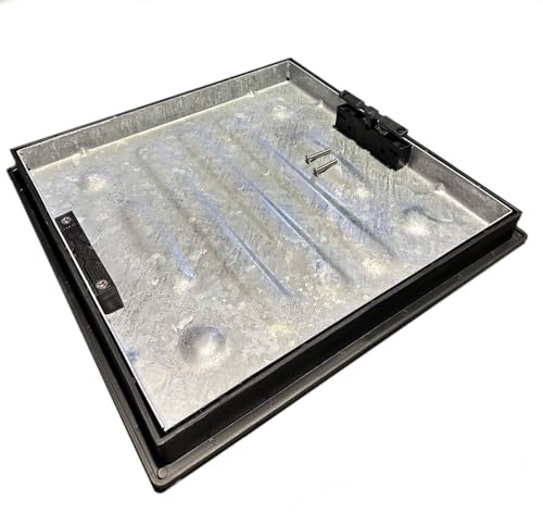 Clark Drain 450mm Square to Round Recessed Manhole Cover, 46mm Deep | 580mm x 580mm overall frame size, galvanised steel to BS EN 1461, fits PPIC chambers, rotatable cover, mainland UK delivery