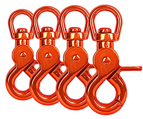 Ganzoo Scherenkarabiner-Haken mit Drehgelenk L: 60 mm, Schnappkarabiner für Hunde-Leine, 4 Stück, Wirbelkarabiner, Triggerhead für Paracord 550 Hundehalsband, legierter Stahl, Drehkopf, Farbe: Orange