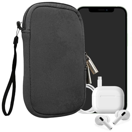 kwmobile Handytasche für Smartphones S - 4,5 - Neopren Handy Hülle Grau - Handy Tasche 14,4 x 8,3 cm Innenmaße