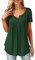 Beluring Ladies Short Sleeve Button up V Neck Solid Tshirts Tunic Tops Green Size 18 20