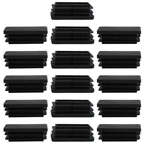 16 Stück Kunststoff rechteckig 15 x 40 mm gerippt Rohr Einsätze Schlauch fein Deckel Möbelkappen Glide Tischfüße Bodenschutz schwarz