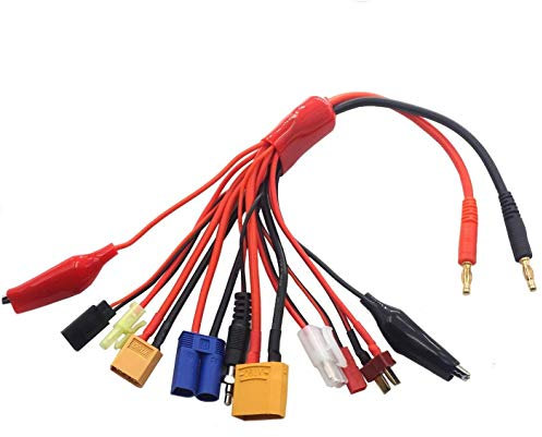 10-In-1 4mm Banana Plug RC Lipo Battery Multi Charger Adapter Lead Cable Converter With XT60, XT90, Deans T, EC5, JST, Tamiya, JR, Ignition Plugs And Alligator Clips For RC Car, Helicopter, Quadcopter
