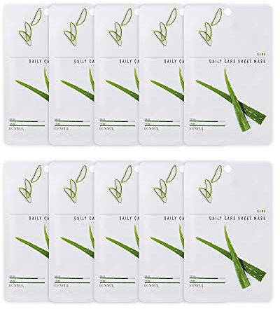[10 Stücke] EUNYUL Daily Care Gesichtsmasken-Packung ALOE 22 ml x 10 Stück Vegan Koreanische Hautpflege Hypoallergenes Tencel-Blatt & natürliche Inhaltsstoffe