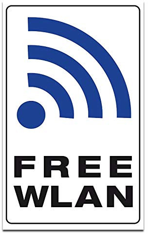 Aufkleber Free WLAN Hotspot-Zeichen Info Schild Folie 250x150mm | weiß/blau Made in Germany