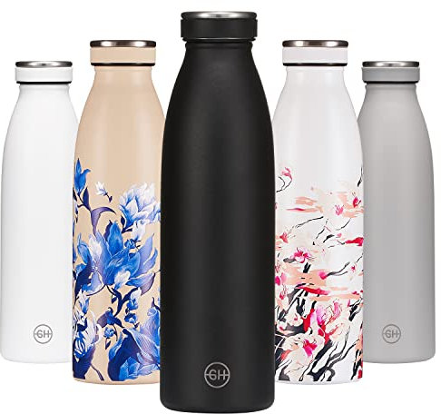 B2DO for GH Trinkflasche Edelstahl 750ml Tinte Schwarz | Wiederverwendbare Vakuum Metall Thermoskanne Wasserflasche | Auslaufsichere isolierte Thermosflasche|BPA-freie Isolierflasche für Sport, Office