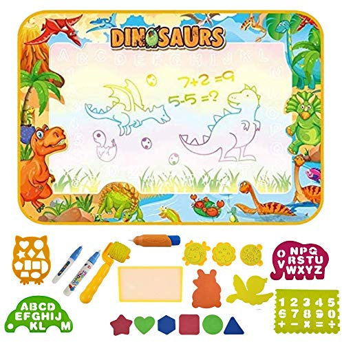 Malmatte Mit Wasserstift - Maldecke Für Kinder Abwaschbar - Wasser Doodle Matte - Wasser Malmatte Mit Magische Stifte - Malunterlage Für Kinder Abwaschbar Groß - Magic Pad Stempelset Kinder Tafel