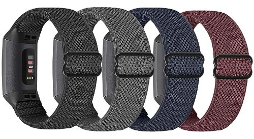 Vodtian Elastisches Nylon-Uhrenarmband, kompatibel mit Fitbit Charge 4/3/SE, verstellbares, geflochtenes Solo-Loop-Sportarmband, Ersatzarmband für Damen und Herren
