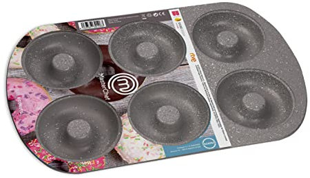 Masterchef Junior - Molde para 6 Dónuts - Diseño en Acero de Carbono - Molde con Superficie Antiadherente - Apto para Horno y Lavavajillas