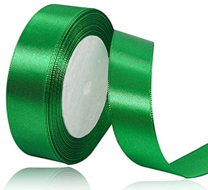 Grün Satinband 25mm x 22Meters Schleifenband Grün Geschenkband Dekoband Stoffband für Geschenk, Basteln, Nähprojekte, Haarschleifen, Brautstrauß, Hochzeits Dekoration