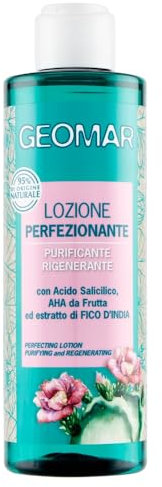GEOMAR | Lozione Perfezionante, con Acido Salicilico (2%), Acido Glicolico, Mix di Alfaidrossiacidi da Frutta, Gel d’Aloe, Estratto di Fico d’India, 95% di Origine Naturale, Made in Italy, 1 x 200 ml