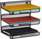 1 x Briefablage Metall, 3 Fächer zum Beschriften, A4, Büro & Arbeitszimmer, Wandmontage, HBT: 32 x 33 x 25 cm, schwarz