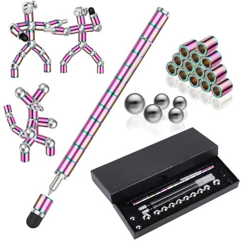 OSDUE Magnetischer Kugelschreiber,Schwarz Kugelschreiber, Lustig Multifunktions Magnetstift, Stressabbau Druckkugelschreiber für Junge Männer & Frauen (Mehrfarbig)