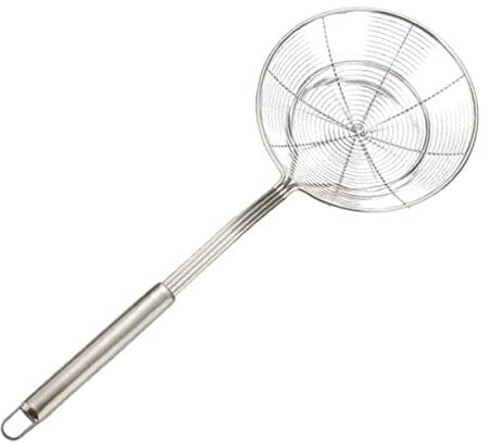 HEMOTON Écumoire Araignée en Acier Inoxydable Profonde Paniers de Restaurant Nouilles Fendues de Chips de Soupe Porte-Frites Fine Diamètre de La Poignée Écumoire Friteuse Écumoire De Friteuse 14cm