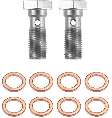 X AUTOHAUX 2pcs AN3 3/8-24 Filetage Turbo Frein Ligne Banjo Boulon Simple Banjo Boulon 25mm