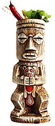 FIYSON Tiki Tassen für Cocktails Set, Hawaii-Party-Tiki-Mug aus Keramik, Kreative Retro Cocktailglas Bar Dekor, Groß Tropische Hawaii Getränkebecher für exotische Party Bar Serie Barware (Stil 1)