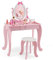 DREAMADE 2 IN 1 Kinder Schminktisch mit Hocker und abnehmbarem Spiegel, Kinderschmink aus Holz, Frisierkommode, Kosmetiktisch, Prinzessin Frisiertisch mit Schublade für Kinder Mädchen