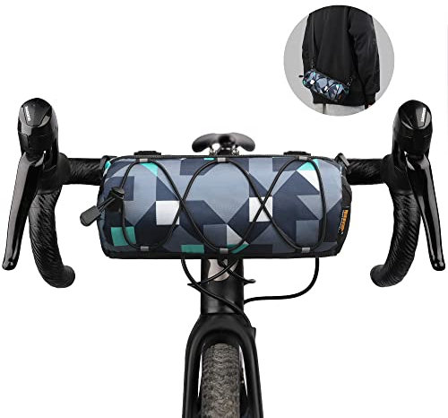 Rhinowalk Fahrrad Lenkertasche Vordertasche Fahrradtasche Aufbewahrungstasche mit Schultergurt für Rennrad Mountainbike Radfahren Reisen (Camouflage blau)