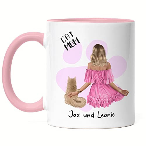 Kiddle-Design Propriétaire de chat Tasse Rose personnalisée Cadeau pour maman chat Amoureux des chats Femme Cat Mom Ami des chats Animal domestique & maître