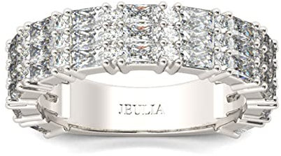 Jeulia Sterling Silber Ring Band: Baguette Cut Zirkonia Verlobungsring mit Weiße Diamant Damen Stein Schmuck für Frauen (63(20.2), Classic)