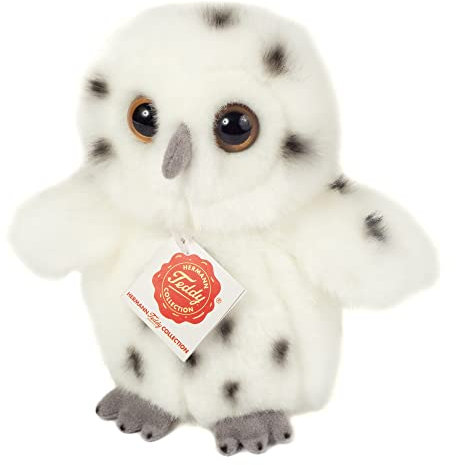 Teddy Hermann 94172 Schneeeule 16 cm, Kuscheltier, Plüschtier mit recycelter Füllung