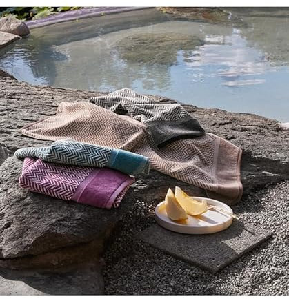 Fazzini Chevron Coppia ospite e Asciugamano - Colore: CHECOPP - Blu