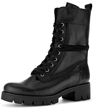 Gabor Damen Combat Boots, Frauen Stiefeletten,Wechselfußbett,Best Fitting,Booties,halbstiefel,Kurzstiefel,schwarz,38 EU / 5 UK