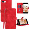 GOTOURED for iPhone 6/6S/7/8 Plus Phone Case Wallet, Card Holder Leather, Wrist Strap, Magnetic Closure, Kickstand, Shockproof Protective Pattern Flip Cover (Red)