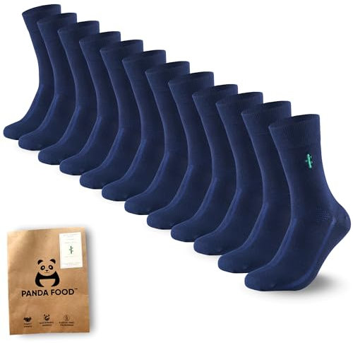 PANDA FOOD Chaussettes habillées en bambou pour homme | Confort tout au long de la journée et sans odeur | Chaussettes de travail et de bureau douces et respirantes | Taille 40-45, bleu marine, 7-11