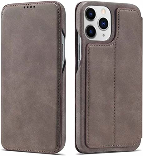 INFRI Stend Funktion Handy-Folio-Hülle, für Apple iPhone 14 Pro Hülle 2022 stoßfest, kratzfest, Leder-Klapphülle [Kartenschlitz] (Farbe: Grau)