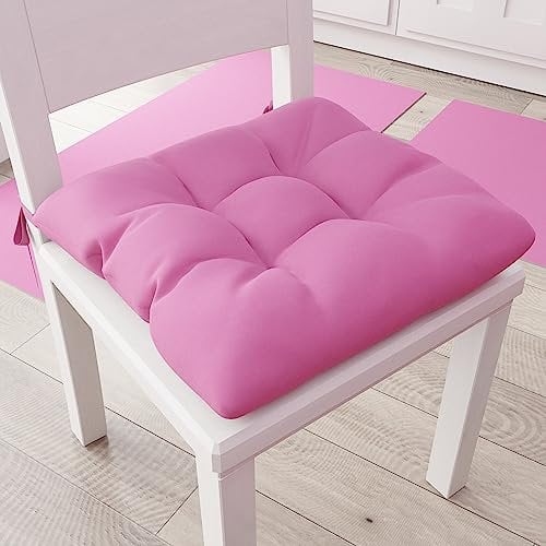 PETTI Artigiani Italiani - Cuscini per Sedia Cucina, Set 6 Cuscini per Sedie Cucina, Coprisedie Cucina in Cotone con Laccetti, Fuxia, 100% Made in Italy