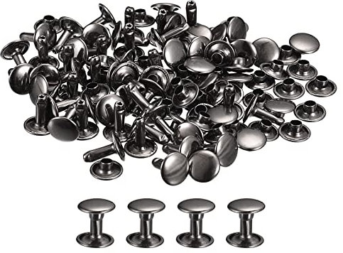 QUARKZMAN 50 Set Leder Nieten 9mm Runde Nieten Hohlnieten Doppelt Kappe Nieten 10mm Höhe Metall Nieten Niete für Leder Handwerk Reparatur DIY Geldbeutel Gürtel Taschen Schuhe Rotguss