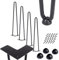 iomangio® 4er Set Hairpin Legs Schwarz 61cm Höhe 2 Stahl Streben – DIY Haarnadel Tischbeine + Bodenschoner & Schrauben – Möbelfüße Tisch Nachttisch Stuhl Tischgestell Haarnadelbeine pulverbeschichtet