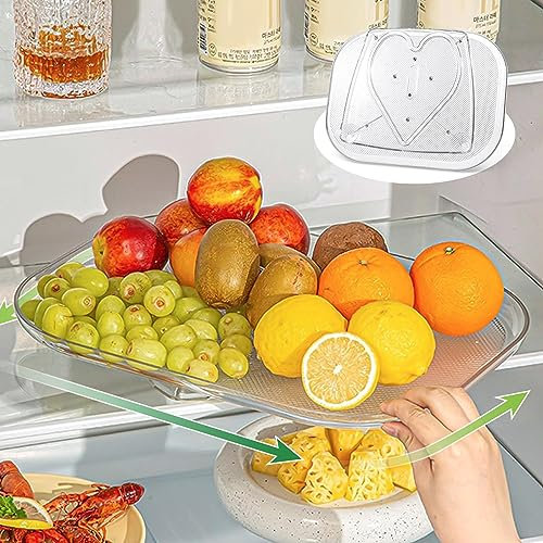 HZMJDHZM Organizer Giradischi per Frigorifero, Portaspezie Trasparente Girevole a 360°, Vassoio Girevole Portaoggetti Rettangolare, Rettangolare Vassoio per Armadio, Frigo, Cucina, Bagno