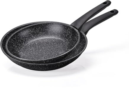 Moneta Magnolia Stone Black Set 2 padelle antiaderenti 24,28 cm. Anche per Induzione.