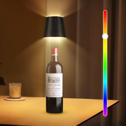 CANMEIJIA LED Lampada Bottiglia 7.5W RGB Ricaricabile USB-C 5200mAh 3 Colore Dimmerazione Lineare, Lampada da Tavolo Senza Fili Toccare IP54 per Interni e Esterni