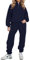 REORIA Tuta Da Donna In Cotone Per Il Tempo Libero Tuta Da Jogging Set Tute Con Mezza Zip Blu Navy XXL