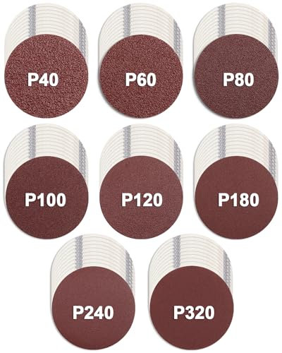 JatilEr 80 Stück Schleifpapier 50mm Klett, 2 Zoll Rund Schleifpads Körnung P40 P60 P80 P100 P120 P180 P240 P320 Exzenterschleifer Schleifscheiben für Poliert Auto Metall Holz
