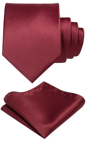 RBOCOTT Burgundy Tie and Pocket Square Necktie Set for Men(7)