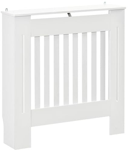 HOMCOM Cubre Radiadores Cubierta de Radiador Moderna Cubreradiador de MDF para Sala de Estar Dormitorio 78x19x81 cm Blanco