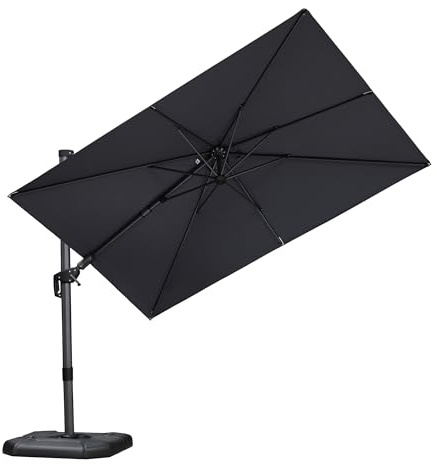 PURPLE LEAF Ombrellone da Giardino 3 x 2 m con Base a Croce, Ombrelloni da Esterno Tela Protezione UV 50+ con Inclinabile Bidirezionale di 55°, Rotazione di 360° e 5 Posizioni Regolabili, Grigio