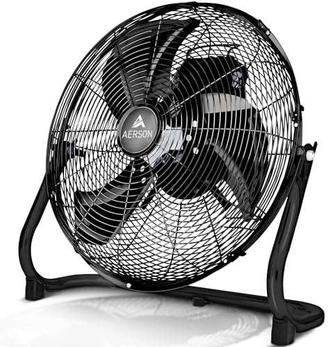 TRESKO AERSON Ventilatore da pavimento 30 cm, con 3 livelli di potenza, ventilatore 45W, alto flusso d'aria, struttura robusta in metallo, angolo di inclinazione ca. 110 gradi