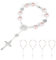 SWAWIS 10 Stück Taufe Rosenkranz Armband Kreuz Armband Rosenkranz Katholisch Taufe Deko Kommunion Mädchen für Geburtstage, Kommunion Gastgeschenke Taufe Party Rosenkranz Auto, Rosa