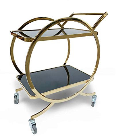 LVUNZJCA Carrito de cocina dorado con ruedas con barra de cristal, carrito de té, cóctel, fiesta, muebles, mesa auxiliar,