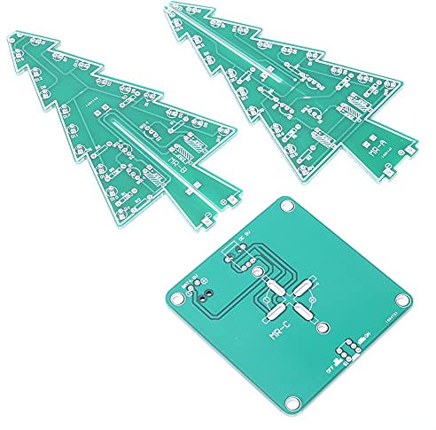Gonetre Árbol de Navidad 3D, árbol de Navidad LED, PCB estéreo, árbol de Navidad 3D, kit de circuito electrónico, árbol de Navidad estéreo LED, decoración de vacaciones, 3 colores (bricolaje de tres
