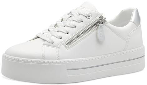 Jana Damen Plateau Sneaker mit Reißverschluss Vegan, Silber (White/Silver), 42 EU